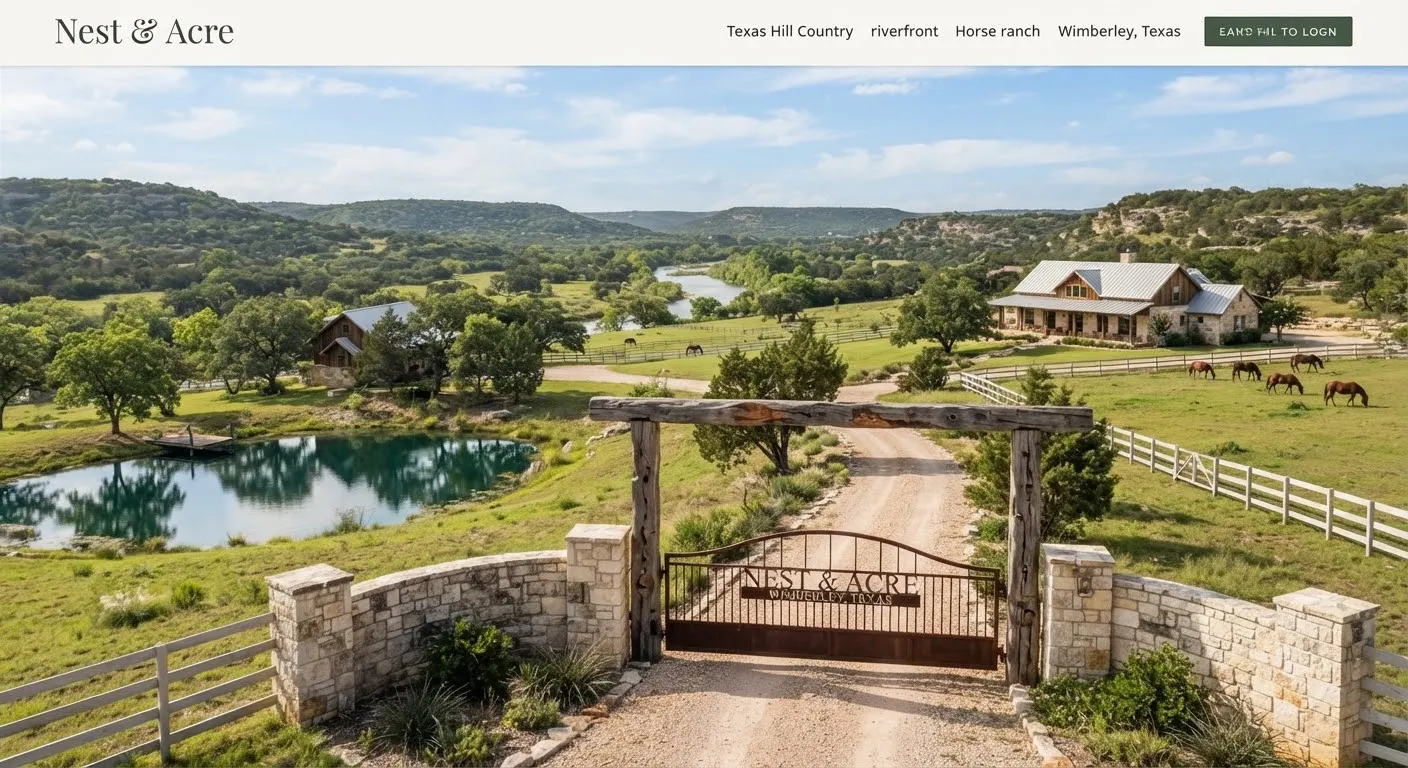 Twin Springs River Holding, a riverfront ranch with cedar-post entry and spring-fed pond near Blanco